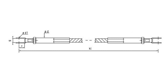 V4A Edelstahl Seil mit 2x Rechts-Innengewinde & Gabel - verpresst