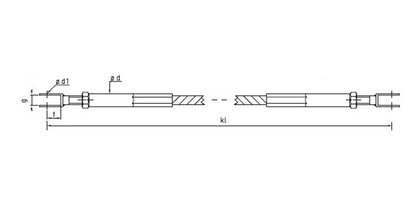 V4A Edelstahl Seil mit 2x Rechts-Innengewinde & Gabel - verpresst