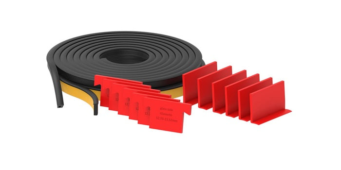 Gummi Set für Aluminium Ganzglasgeländer Profile - Glasstärke 12.76 - 13.52 mm
