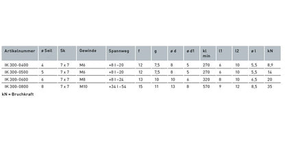 V4A Edelstahl Seil mit 2x Rechts-Innengewinde & Gabel - verpresst