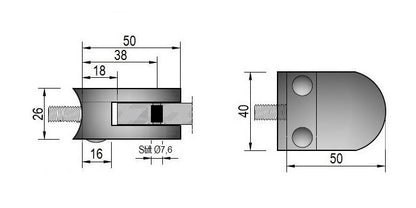 Modell 300 - Zink roh Glasklemme 50 x 40 x 26 mm - AbZ