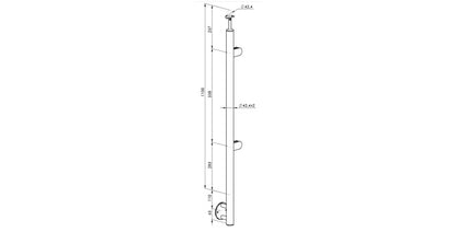 Seitliche Treppenmontage - V2A Edelstahl Endpfosten RECHTS Ø42,4 x 2,0 mm - 2x Glasklemme Modell 220