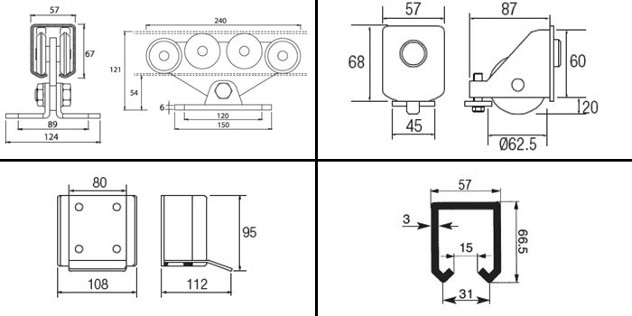 Stahl verzinkt Schiebetor KOMPLETT-SET