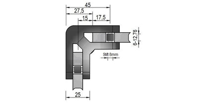 Modell 511 - V2A Edelstahl Glasklemme 53 x 45 x 25 mm - 90°