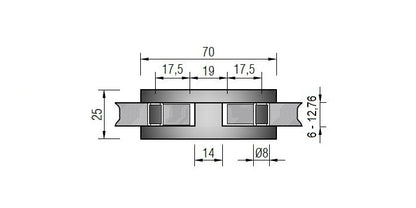 Modell 512 - V2A Edelstahl Glasklemme 70 x 45 x 25 mm - 180°