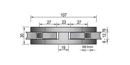 Modell 522 - V2A Edelstahl Glasklemme 107 x 45 x 30 mm - 180°