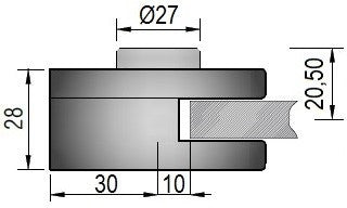 Modell 950 - V2A Edelstahl Glasklemme Ø60 x 28 mm - stirnseitige Montage